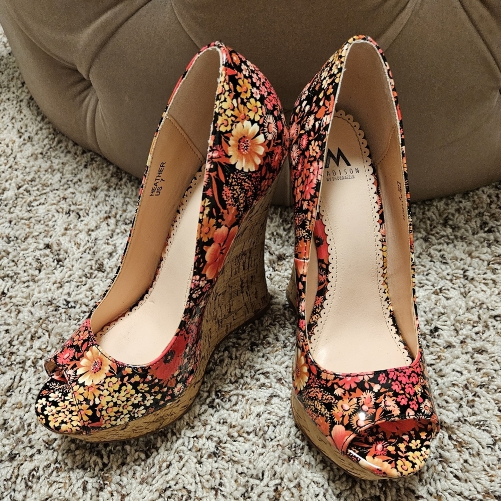 Madison Floral Cork Wedges